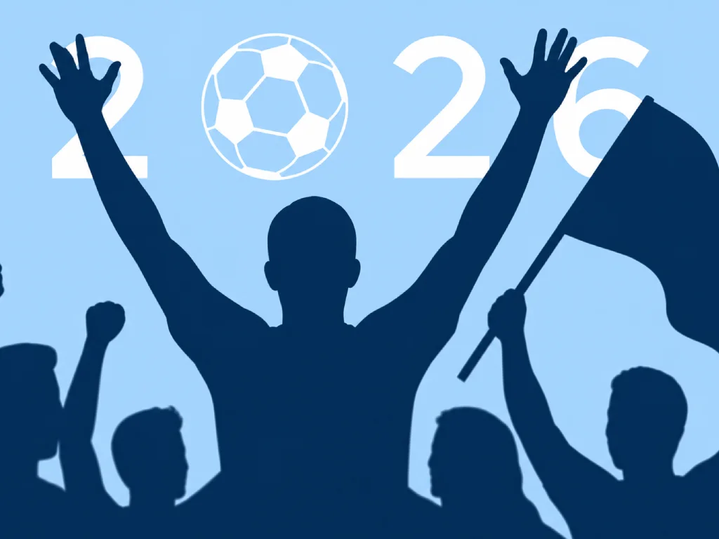 Illustration of World Cup 2026 fans celebrating, representing an adrenaline rush and its effects on heart health.